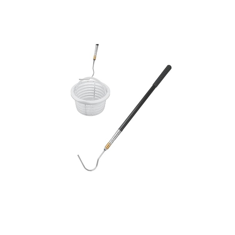 buccilly Pool Skimmer Basket Hook Extendable Pool Filter Skimmer Handle