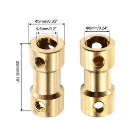 MECCANIXITY 8Pcs 5mm to 6mm Brass Shaft Coupling Joint Connector with Screws Flexible Motor Shaft Coupler for RC Model Car Airplane Motor Wheels Tires Shaft