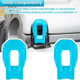 Hood Latch Lock Catch Brackets Cover for 2018-2024 Jeep Wrangler JL JLU Unlimited Sports Freedom Sahara Rubicon Gladiator JT 2-Door & 4-Door Exterior Accessories Decoration (Light Blue 2PCS)