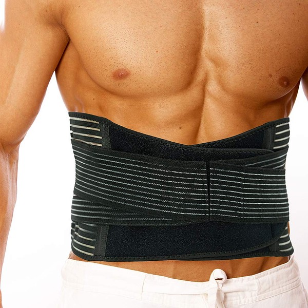 Luwint Lower Back Brace Support for Men Women - Breathable Lumbar Waist Belt Support with Dual Adjustable Straps for Sport, Back Pain Relief, Sciatic Pain, Postnatal Recovery