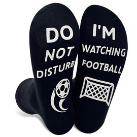 Lusibaka Funny Socks DO NOT DISTURB I'M WATCHING FOOTBALL with Grippers Cotton Socks for Men Novelty Football Gift, Great Christmas Birthday Gifts
