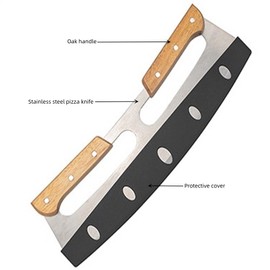 pizza cutter pizza cutter rocker 14 inch stainless steel pizza cutter with cover (Double wooden handle)