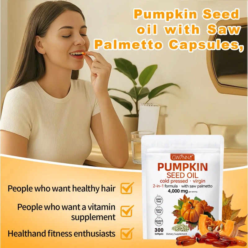 Gwynne Cápsulas Aceite Semilla Calabaza 4000mg Cold Pressed Pure Virgin