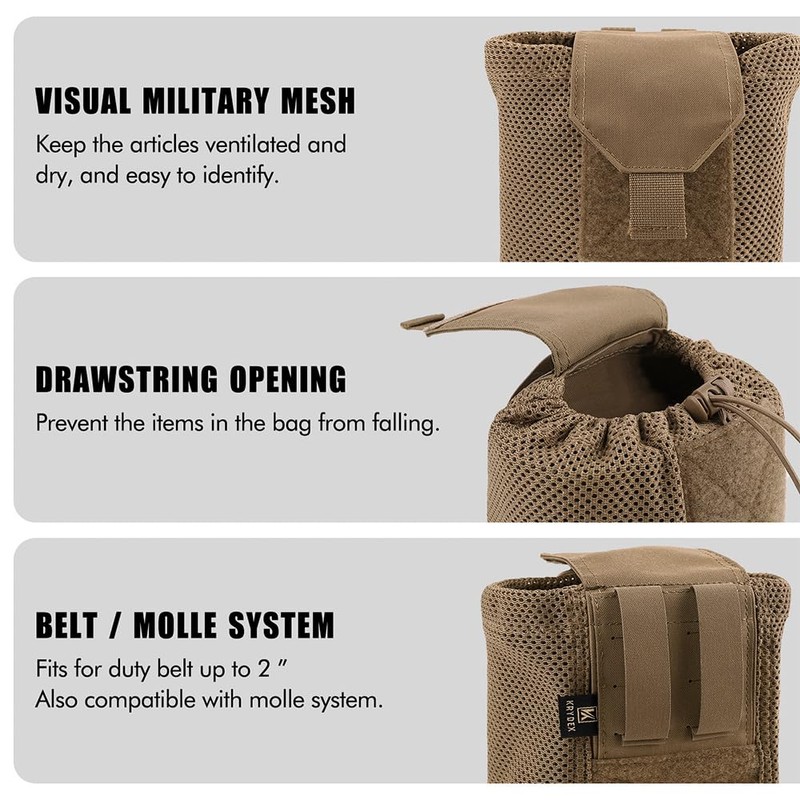 KRYDEX GEAR Tactical Dump Pouch, Molle Foldable Mag Bag Net