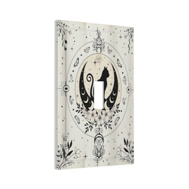 Decorative Light Switch Cover Boho Black Cat Gothic Moon Phase Flower Butterfly Wall Plate 1 Gang Single Toggle Device Electrical Faceplate Switchplates Decorator Outlet Wall Plate for Bedroom