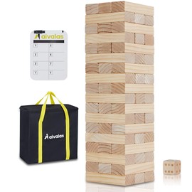 Aivalas Aivalas Giant Timber Blocks Games, 56 Blocks Large Tower Outdoor Games - Includes Carry Bag and Scoreboard, Wood Stacking Yard Games Grows from 2FT to Over 4.2FT for Kids Adults Family