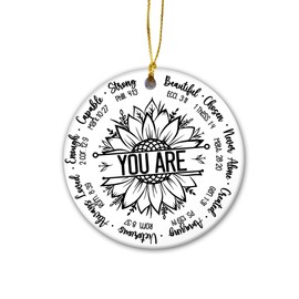 Sunflower Christian Christmas Ornaments - Religious Scripture & Nativity Ornaments, Jesus Inspirational Bible Verse Decor