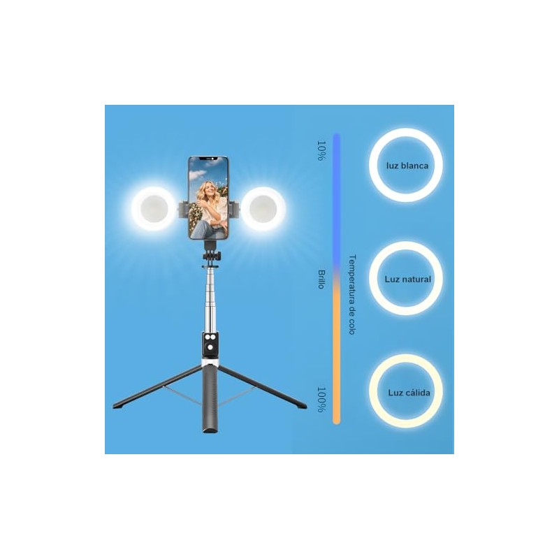 BSOON Tripie para Celular Luz Relleno180cm,Palo Selfie Stick