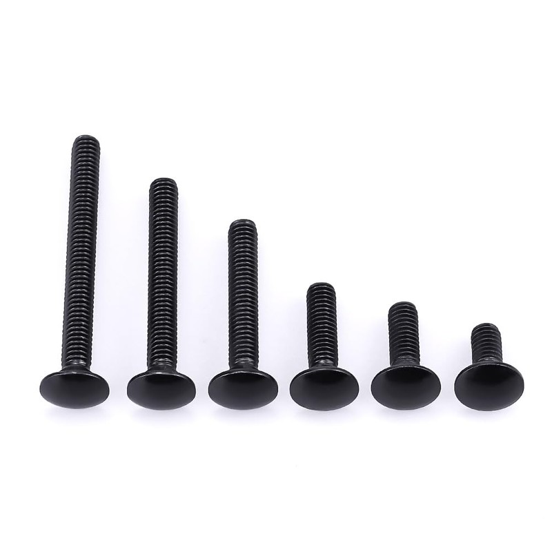 5/16-18 x 1-1/2" Black Steel Carriage Bolts, 304 Stainless Steel