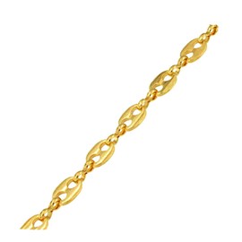 Halskette Kaffeebohnenkette 18kt vergoldet 5,5mm Länge 75cm, Herren-Kette Goldkette Damen Geschenk Schmuck ab Fabrik Tendenze-Italy