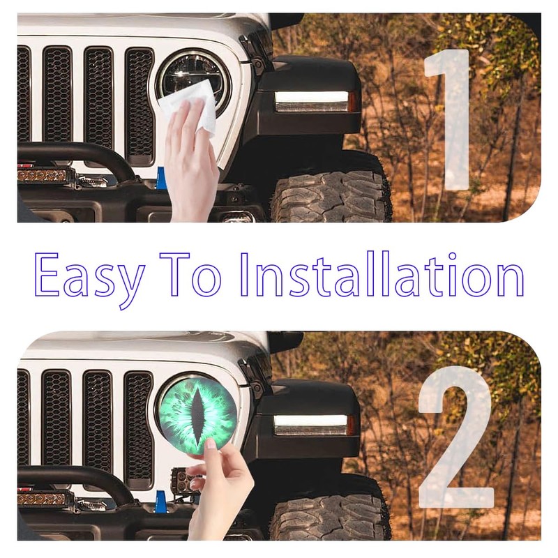 Vyqloren Beast Eyes Headlight Decals, 3D Round Stickers and Decals