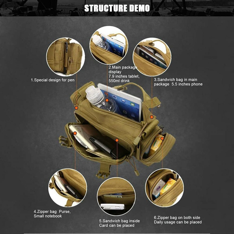 (Black) Outdoor Military Tactical Waist Bag Camping Shoulder Chest Bag