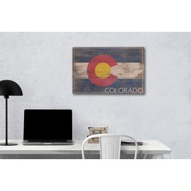 Lantern Press Rustic Colorado State Flag (12x18 Wood Wall Sign, Wall Decor Ready to Hang)