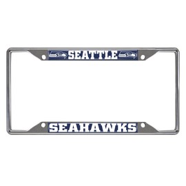 FanMats 17213: Seattle Seahawks Chrome Metal License Plate Frame, 6.25In X 12.25In