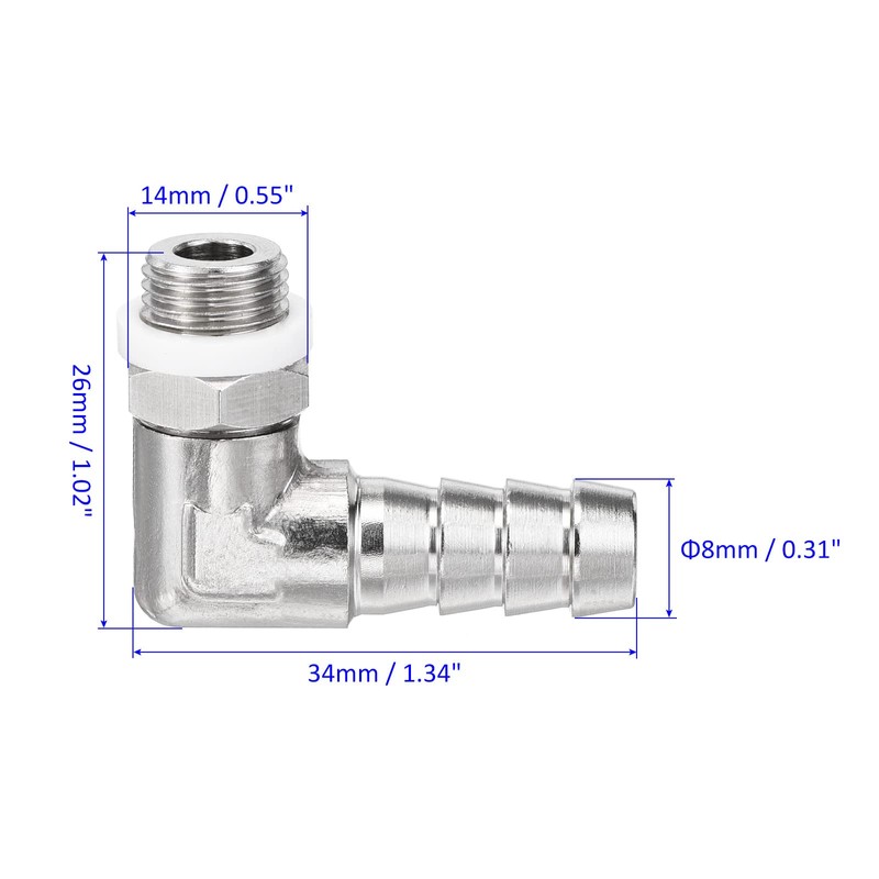 M METERXITY Hose Fitting - 90 Degree Angle Nickel Plated