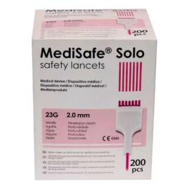 Lancetas Retráctil Medisafe Solo 23g Caja Con 200 Piezas Color Rosa Strefa