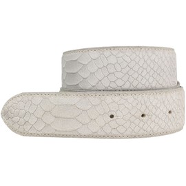 BELTINGER Replacement Belt with Python Embossing with Press Studs 4 cm | Press Stud Belt for Men and Women 40 mm | Leather Belt without Buckle Snake Look, lightgrey