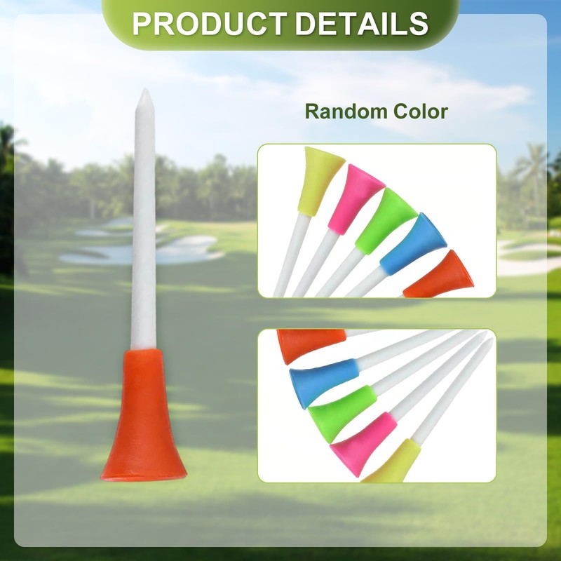 Bliceon 50pcs Golf Tees, Plastic Rubber Cushion Top Long Tees,