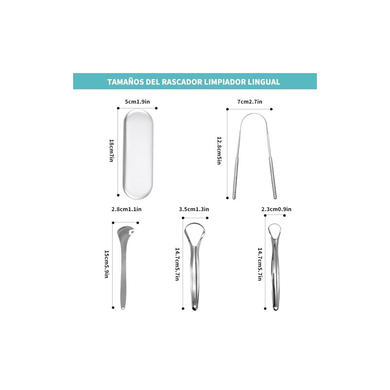 Set de 4 Limpiador de Lengua, Raspador de Lengua Reutilizable