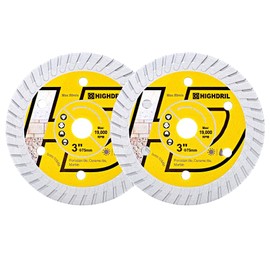 HIGHDRIL 2PCS 75mm/3" Tile Diamond Blade Dry/Wet Angle Grinder Wheel Disc for Cutting Ceramic,Hard Pocelain,Glazed Tiles