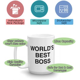 Worlds Best Boss Mug, The Office Mug, Elevate Your Office Decor, Gift for Boss Coworkers or Friends 15oz