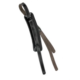 Walker & Williams C-19 Black Vintage Style Rockabilly Strap 100% Premium Soft Grain Leather Extra Long For Acoustic, Electric, And Bass Guitars