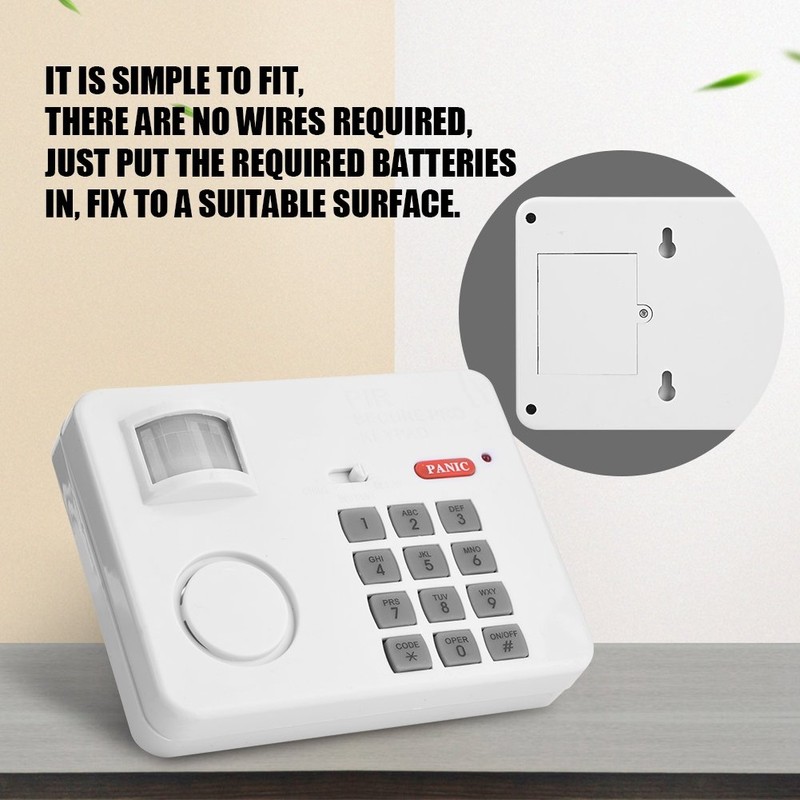 Motion Sensor Alarm, Wireless PIR Security Keypad Emergency Siren, Password