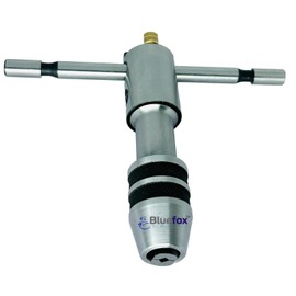 BLUEFOX TOOLS Reversible Ratchet T-Handle Tap Wrench - (5/32'' to 1/4''(4.0 to 6.0 mm)) | Adjustable Tool, Steel Thread Holder | Ratcheting T-shaped Tap Holder Wrench