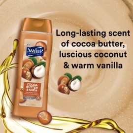 Suave Moisturizing Body Wash, Cocoa Butter and Shea with Vitamin E Extract, No Parabens, No Phtahaltes, 18 Oz Pack of 6