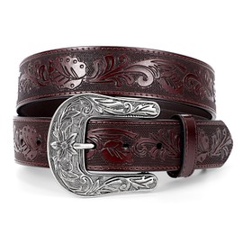 BELTROAD Vintage Western Belt with Buckle for Men and Women, Cowgirl Cowboy Belt, Men's Women's Western Belt, A Celebration Gift, Flower buckle leaf coffee