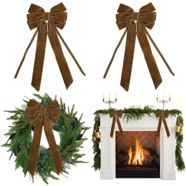 AIMUDI Hunter Green Velvet Bows 6.5" x 15" Christmas Bows for Gift Wrapping Velvet Bows for Christmas Tree, Holiday Crafts, Wreath, Garland, Staircase, Home Outdoor Winter Christmas Decorations, 2 PCs