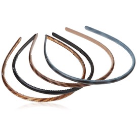Scunci Effortless Beauty Skinny Plastic Headbands, Assorted Colors, 4-Count