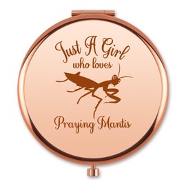 Aerfhhy Praying Mantis Compact Makeup Mirror Gift for Praying Mantis Lover Entomologist Double Sided Pocket Folding Mirror for Bug Insect Lover Naturalist Biologist Gifts for Women Girl Daughter