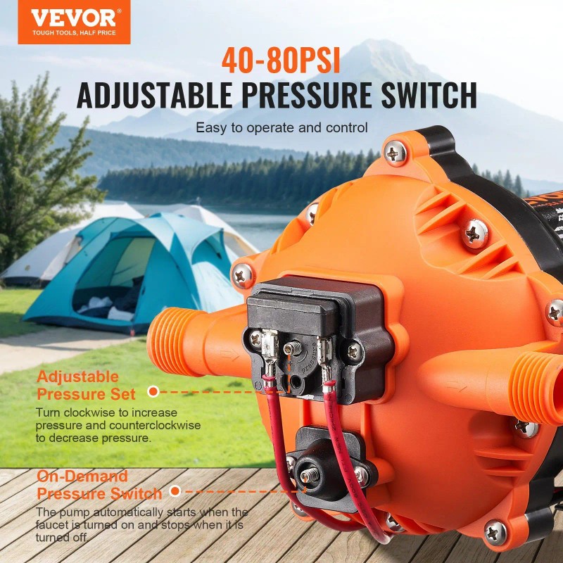 12V DC Diaphragm Pump for Marine Use 5 GPM 18.93