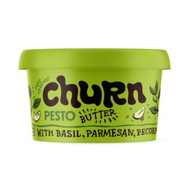 Churn Pesto Butter, Flavored Butter Churned with Organic Grass Fed Butter (5.5oz, Pack of 2) - Non-GMO, Hormone-Free, Compound and Finishing Butter, Yellow, 1 Count (Pack of 2)