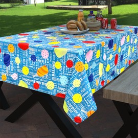 Passion for Blue Background Pickleball Collection 60"x90" Printed Tablecloth with Table Weight Set