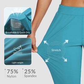 baleaf Womens Travel Pants Lightweight Petite Joggers with Zipper Pockets Golf Pants Stretch Ankle Work Business Casual Glacier Blue M