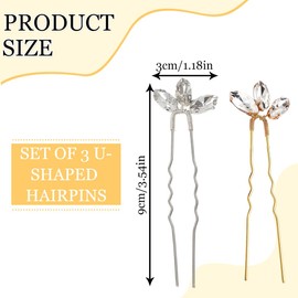 Hochzeit Haarnadeln, 6 Stück Gold Braut Kristall Haarspangen Strass Kopfschmuck für Frauen und Mädchen, Brautschmuck Haare Hochzeit Haarspangen