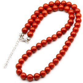 ElisaJewelryArt - Natural Red Jasper Beaded Choker Necklace Genuine Gemstone Motivation Stone Clasp Closure Necklace Unisex Necklace (20.00, Red Jasper)