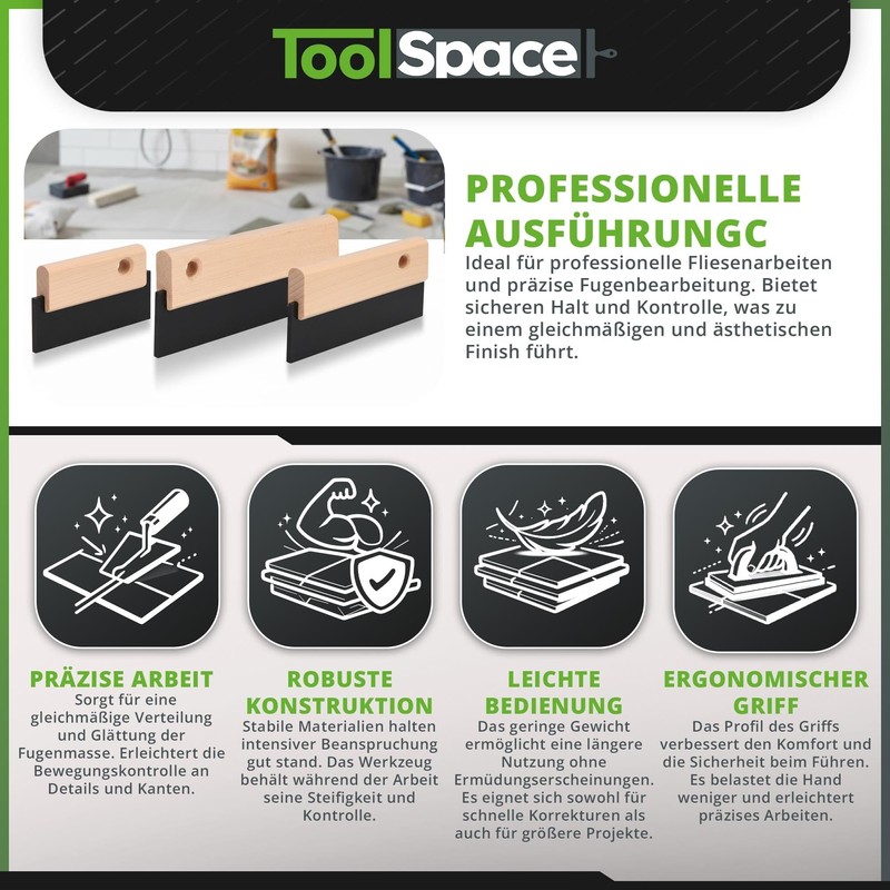 ToolSpace Rubber Spatula Joint Spatula Tiles with Rubber Lip Spatula