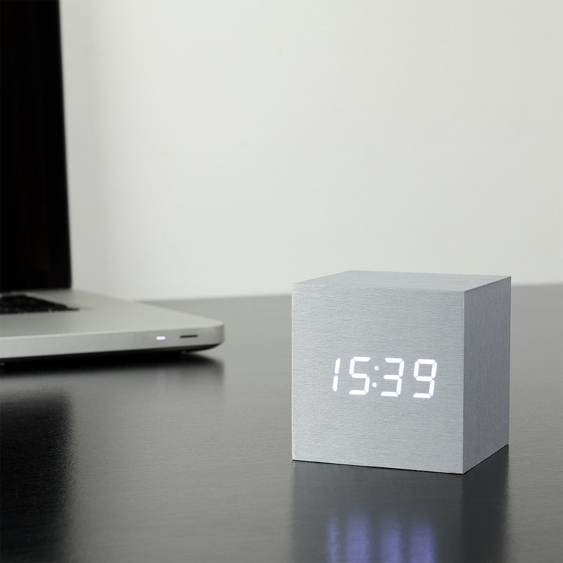 Gingko Cube LED Click Clock Alarm Clock with Sound Activation