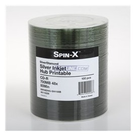 Spin-X 100 Diamond Certified 48x CD-R 80min 700MB Silver Inkjet Hub Printable