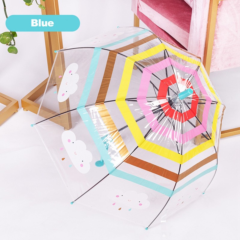 Transparent Umbrella Cartoon Long Handle Umbrella For Children