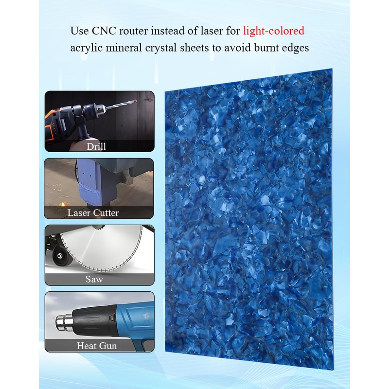 TOEPODO Pearl Mineral Crystal Acrylic Sheets 1/8 Thick Cast Acrylic