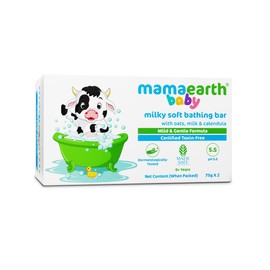 MAMAEARTH Milky Soft Baby Bathing Soap Bar for Babies with Oats, Milk & Calendula | Gentle & Tear-Free Formula | Softens & Moisturizes Skin | 2.64 oz Each (75g x 2)