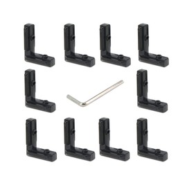 Yeebyee Inside Corner Bracket L-Shape 90 Degree Joint Brackets with M6 Screws for 8mm Slot 3030 Series Aluminum Extrusion Profile,10pcs/Pack (Black-3030Series)