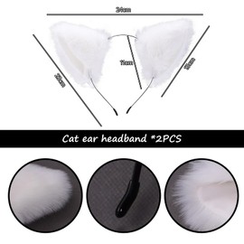 2 Pieces Cat Ear Headbands, Plush Headbands, Role-Playing Accessories, Cute Headbands, Animal Costume Accessories.