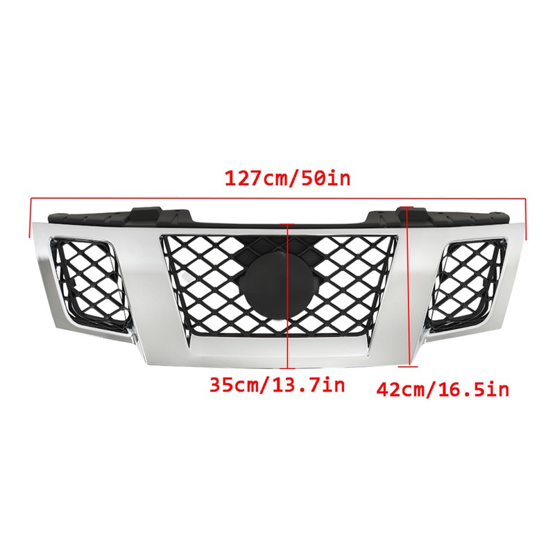 Thomletha Front Grille Upper Mesh Style Chrome Shell with Black