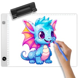 Crafts & Co® Light Table A4, Dimmable Light Plate DIN A4, LED Light Pad A4 with Adjustable Brightness and USB, Diamond Painting, Drawing, Tattoo, Lightpad for Children and Adults, White