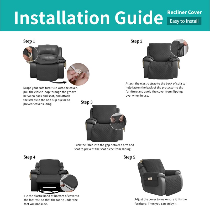 Easy-Going Funda impermeable para sofá reclinable de gran tamaño con